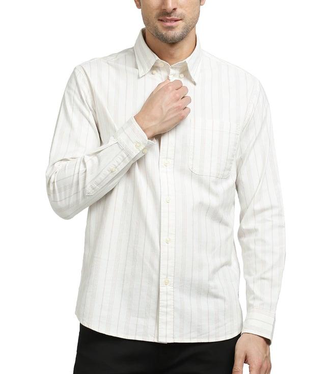 selected homme white striped regular fit shirt