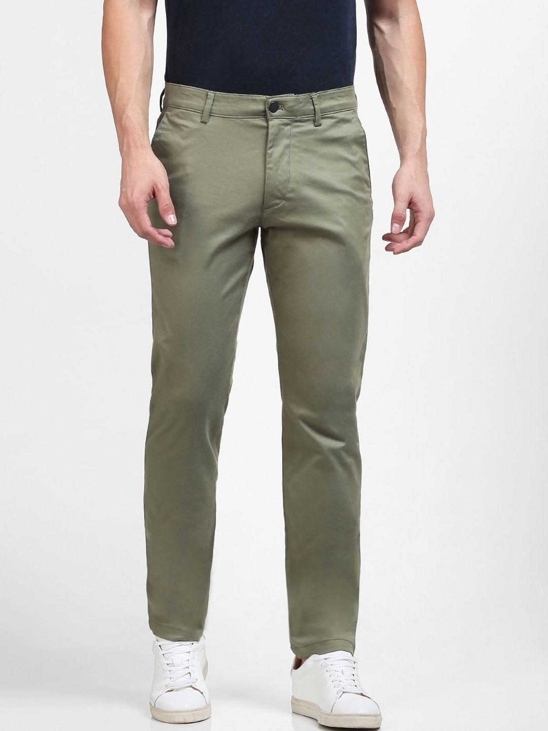 selected men green slim fit chinos trousers