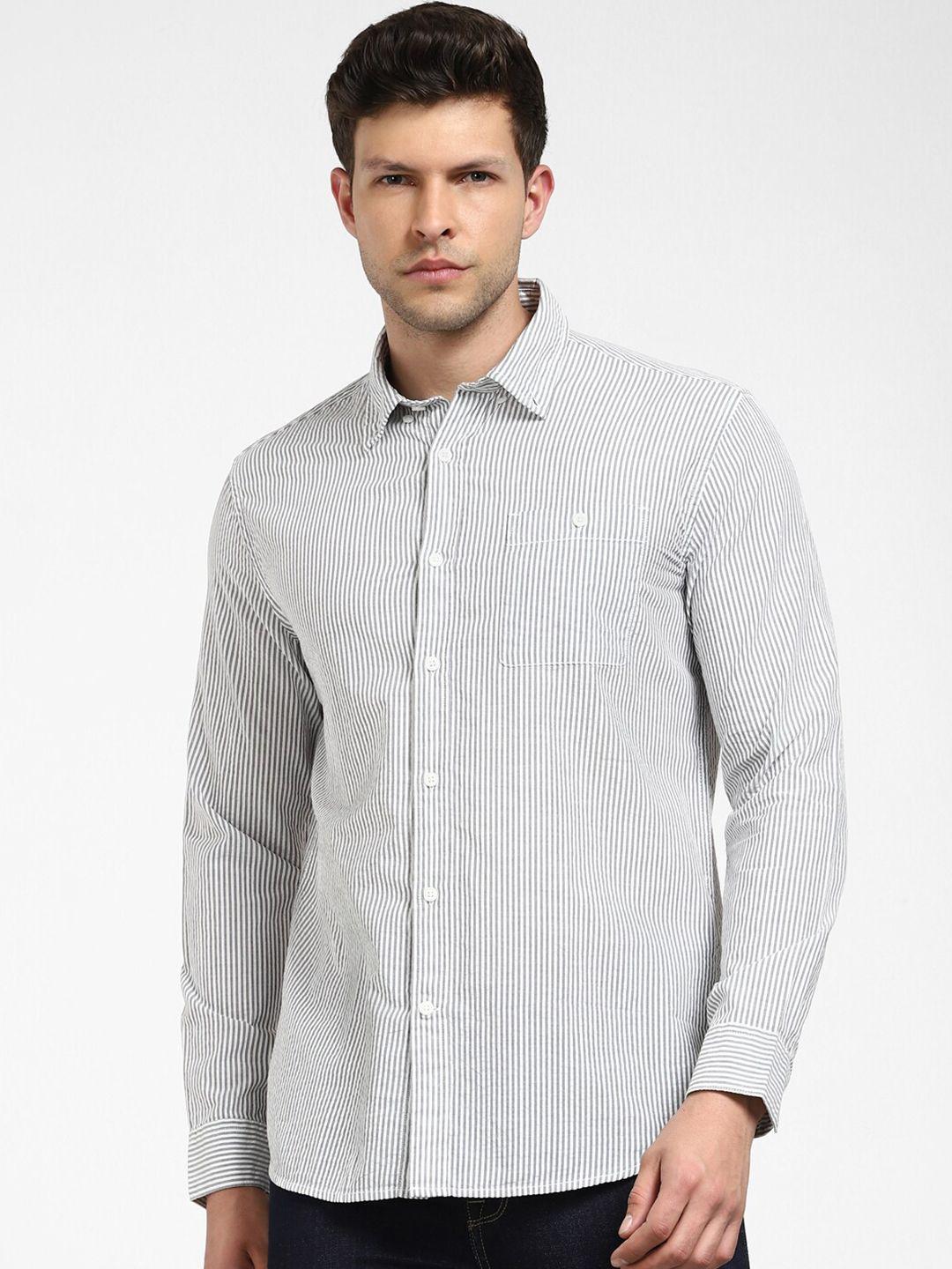 selected men striped cotton opaque casual shirt