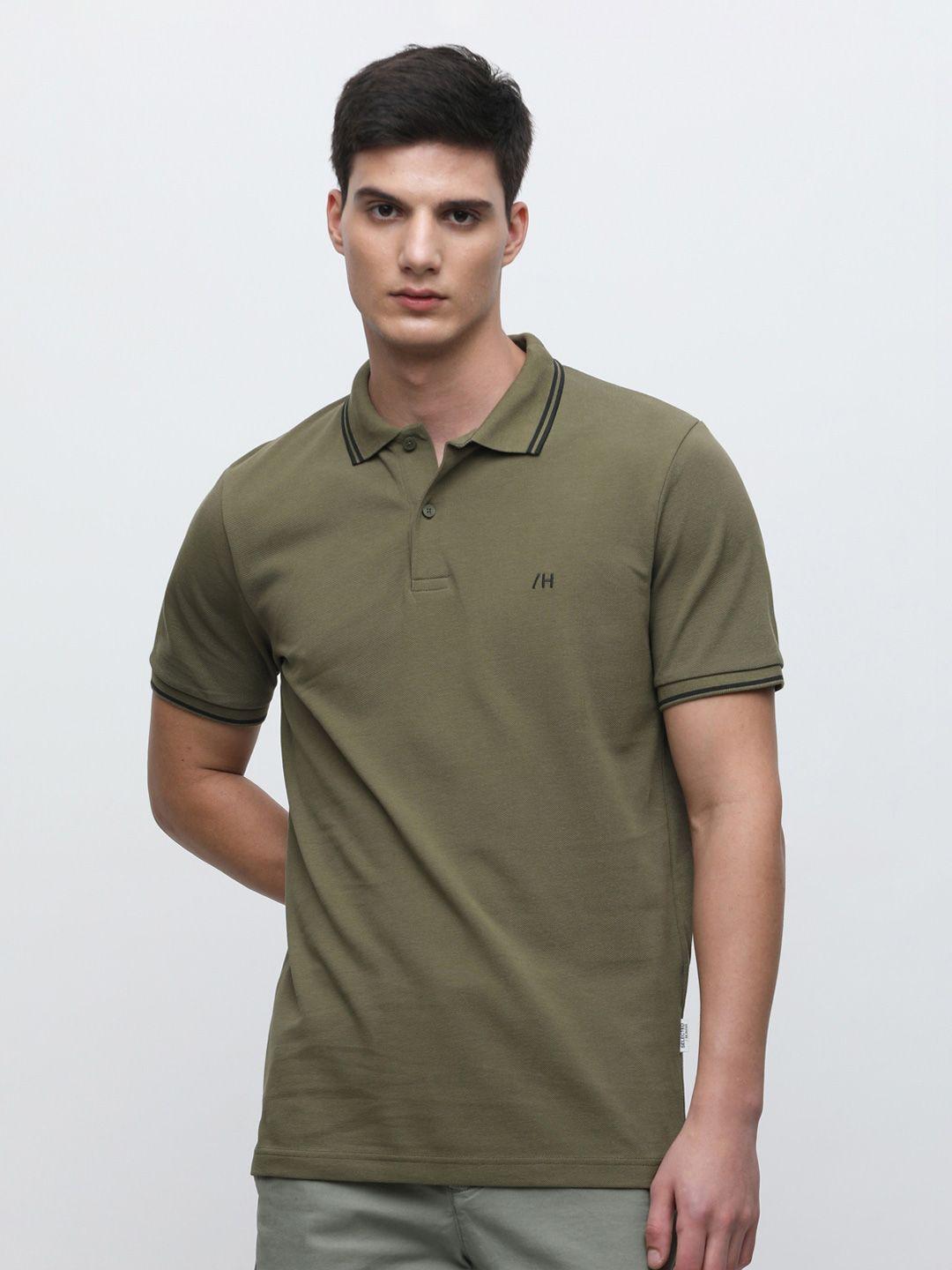 selected polo collar cotton slim fit t-shirt