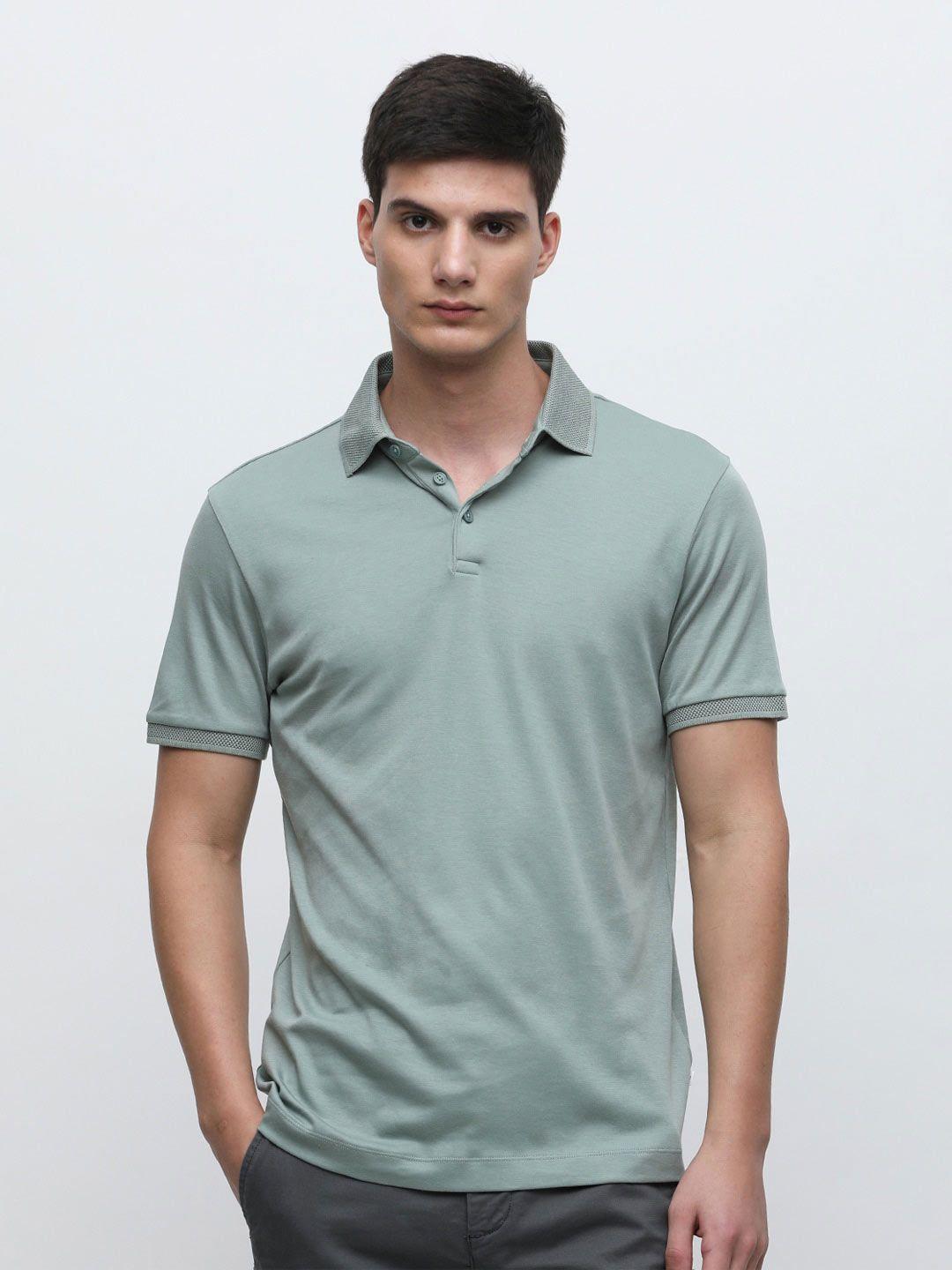 selected polo collar slim fit pure cotton t-shirt