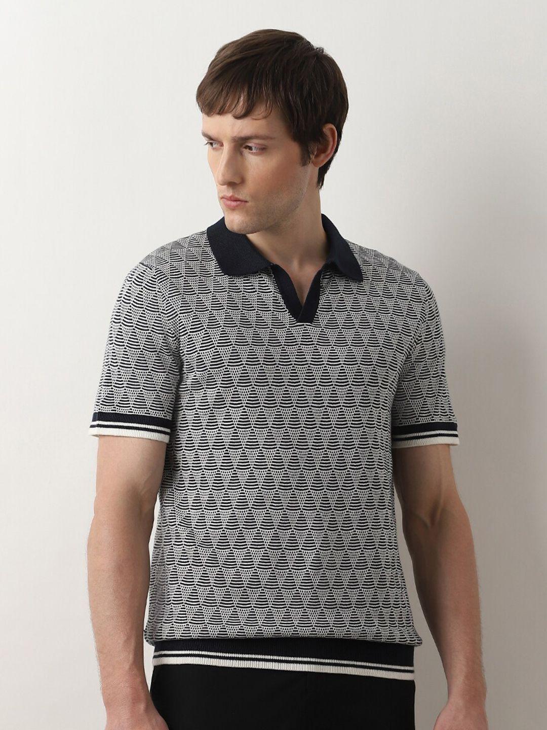selected printed knit polo collar organic cotton t-shirt