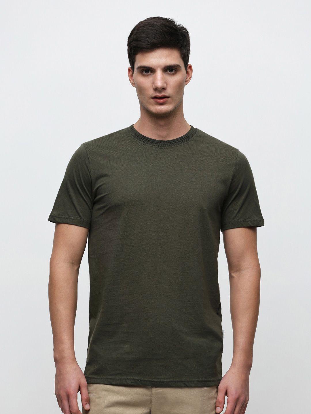 selected round neck short sleeves pure cotton slim fit t-shirt