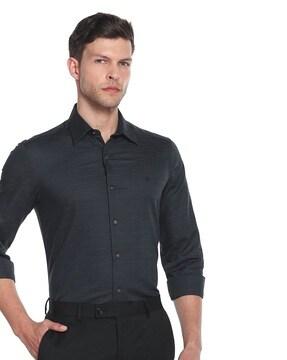 self-design slim fit matrix shirt