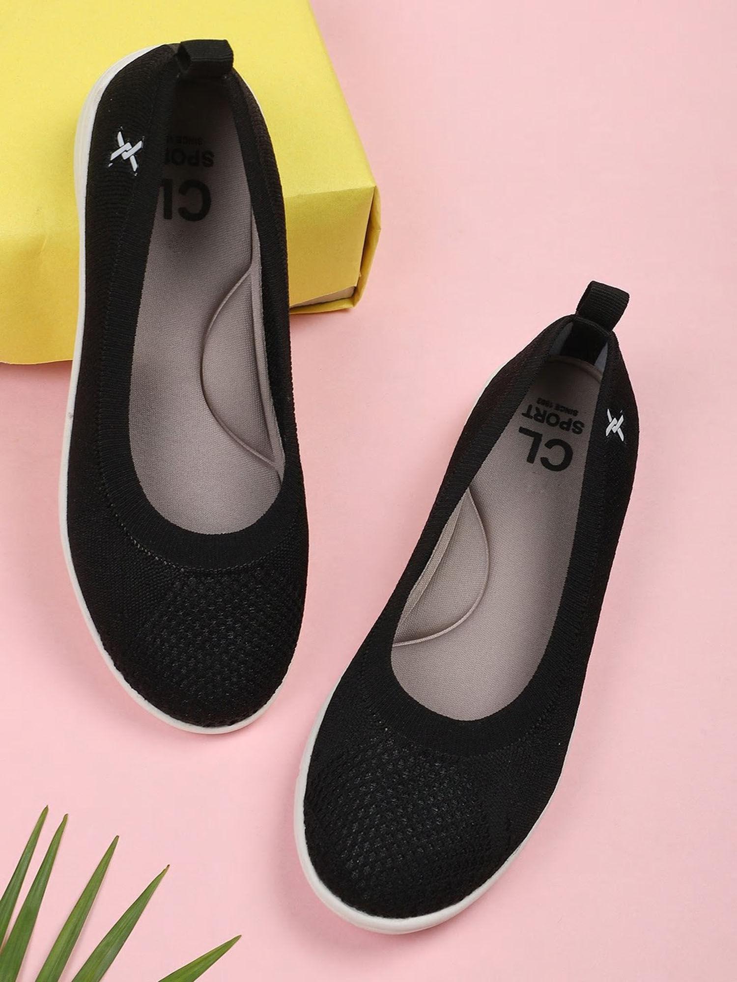 self design black ballerinas