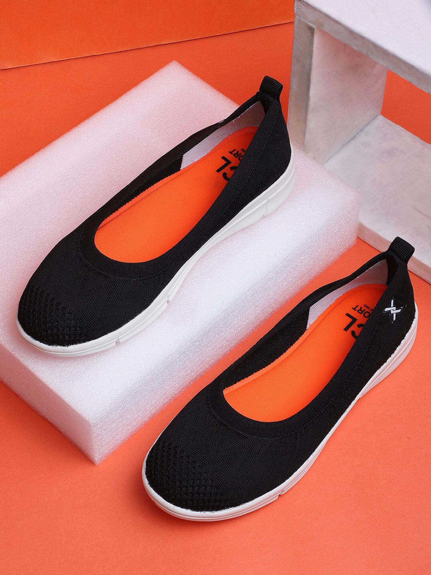 self design black ballerinas