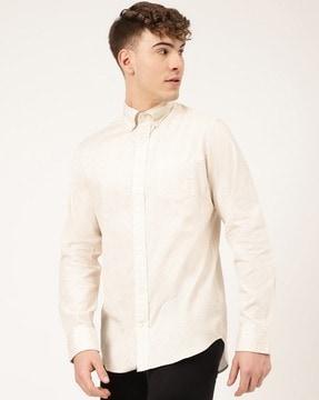 self-design cotton shirt with patch pocket