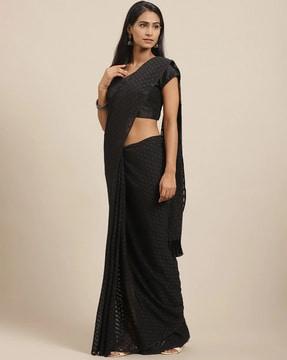 self-design poly georgette saree with fringes