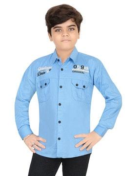 self-design regular fit shirt