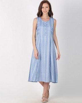 self-design sleeveless a-line dress