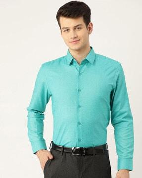 self-design slim fit shirt with angled cuff