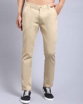 self-design slim fit trousers