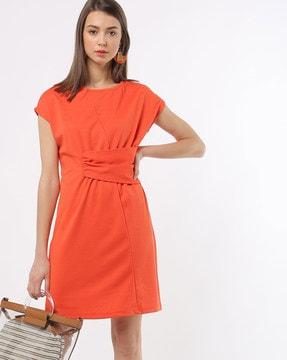 self-print slim fit sheath dress