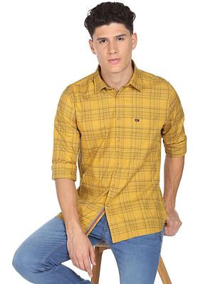 self stretch tartan check casual shirt