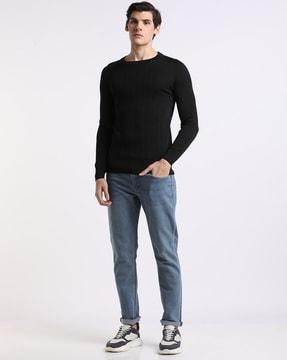 self stripe regular fit crew-neck t-shirt