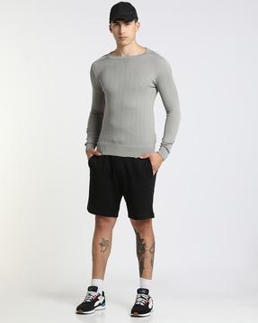 self-stripe regular fit crew-neck t-shirt