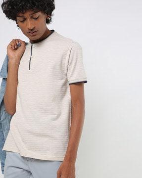 self-striped henley t-shirt