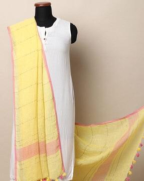 self-striped linen dupatta