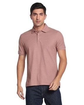 self-striped polo t-shirt