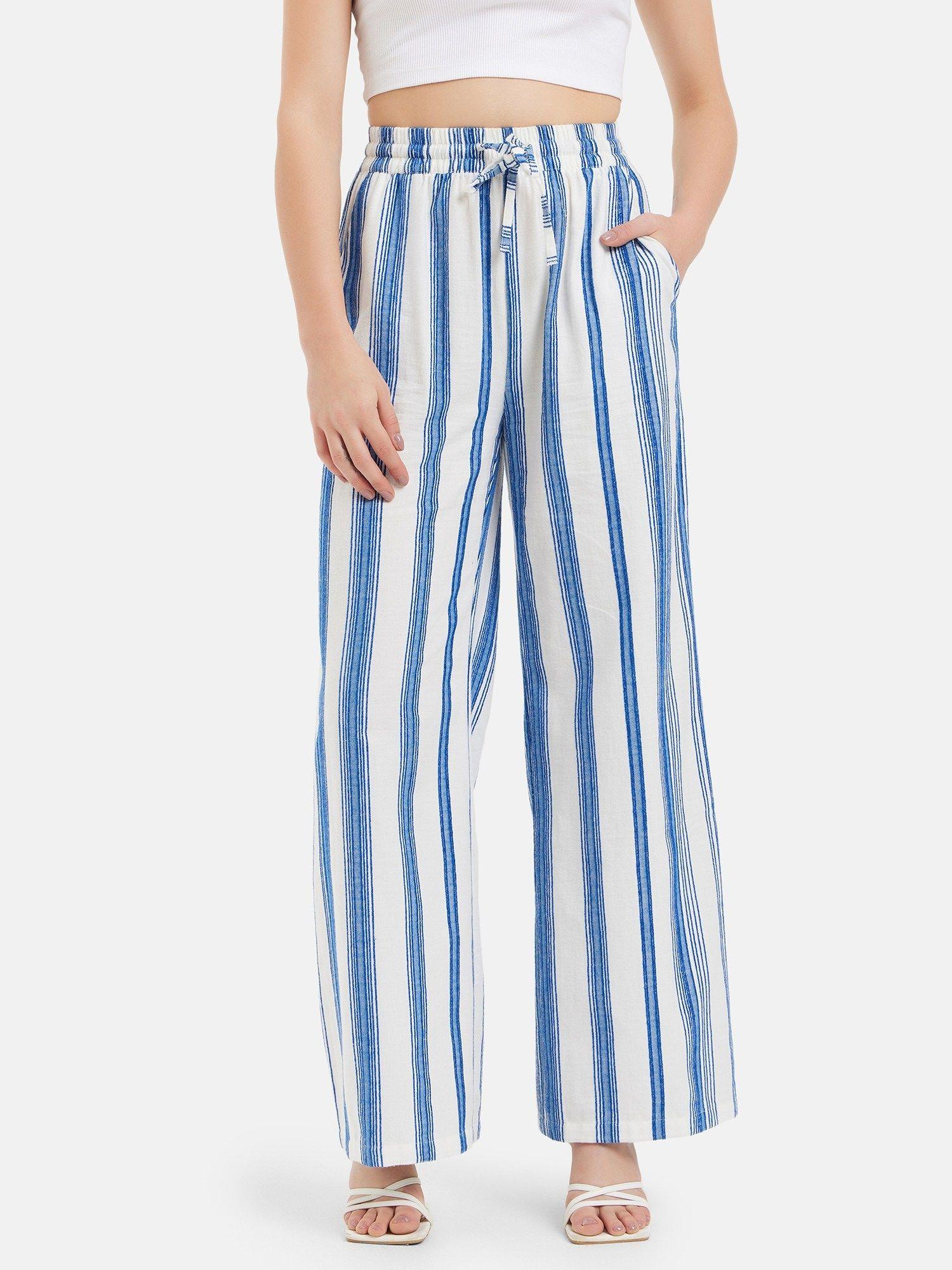 self-textured striped soft pants