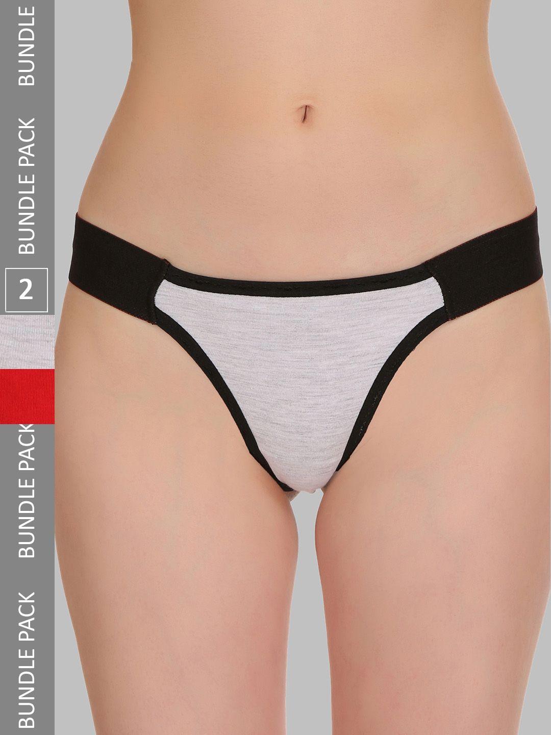 selfcare pack of 2 anti-odour low-rise pure cotton thong briefs