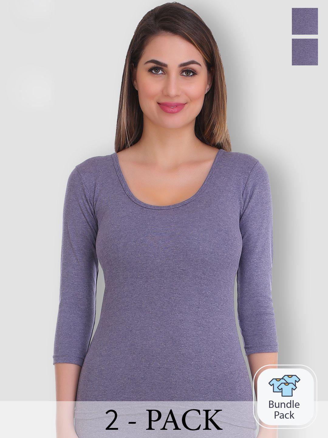selfcare pack of 2 round neck thermal tops