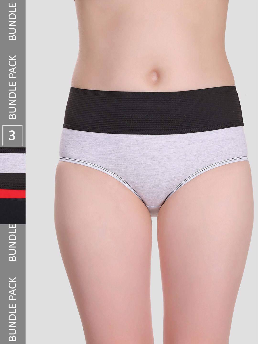 selfcare pack of 3 cotton colourblocked high-rise hipster briefs