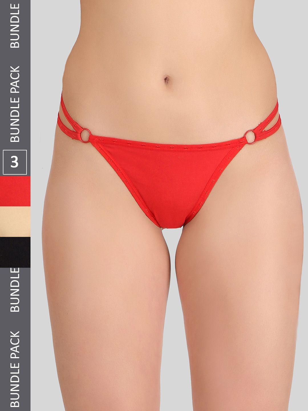 selfcare women pack of 3 cotton thong briefs sn1352n