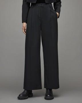 seline relaxed fit wide leg front pleated trousers