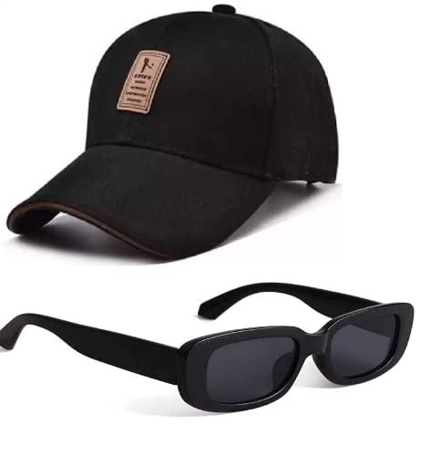 selloria brand a soft cotton adjustable unisex cap and sunglass quick drying sun heatt protection for men and women (freesize) baseball caps (pack of 2) (black)