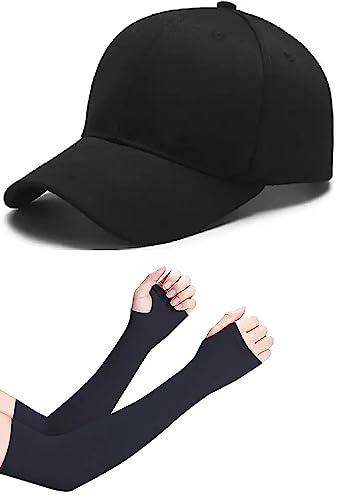 selloria brand soft cotton adjustable unisex cap quick drying sun hat protection for men and women freesize baseball caps (pack of 2) (black)