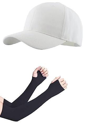 selloria brand soft cotton adjustable unisex cap quick drying sun hat protection for men and women freesize baseball caps (pack of 2) (white)