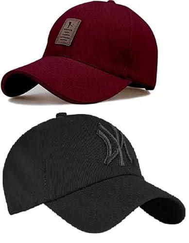 selloria combo pack of 2 stylish sport virat inspire + baseball. ny cap for mens and boy's cap (pack of 2) multicolour