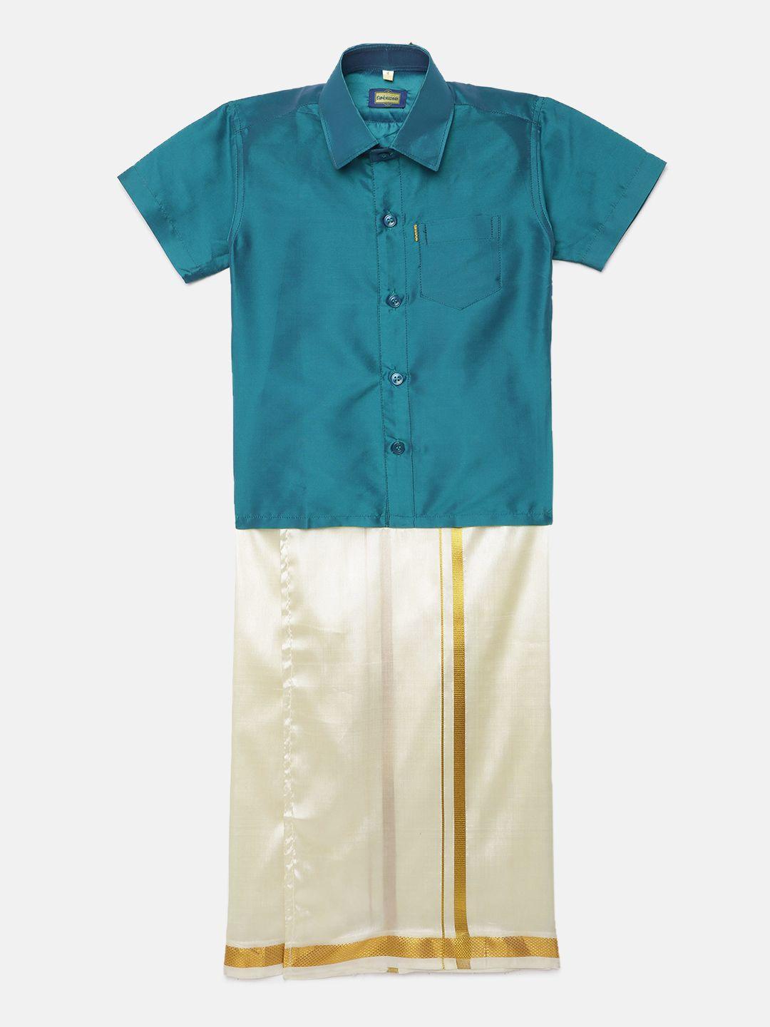 selvamagan boys self - attaching strap dhoti & shirt set