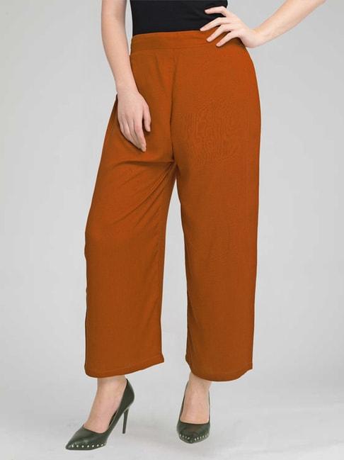 selvia brown regular fit mid rise trousers