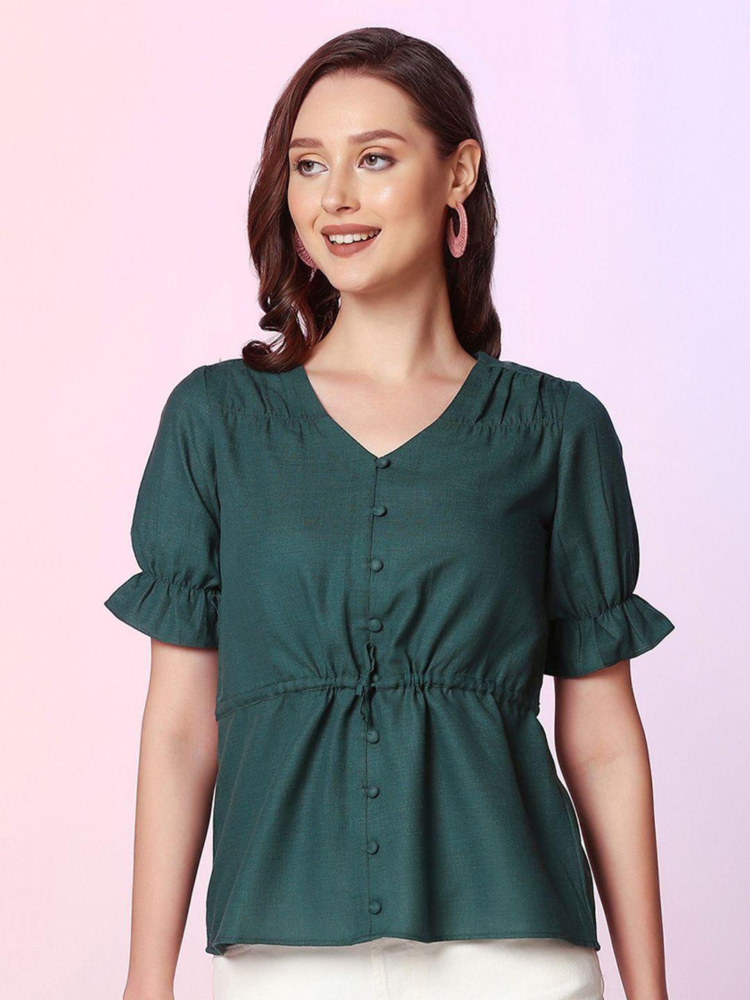 selvia puff sleeves cinched waist top