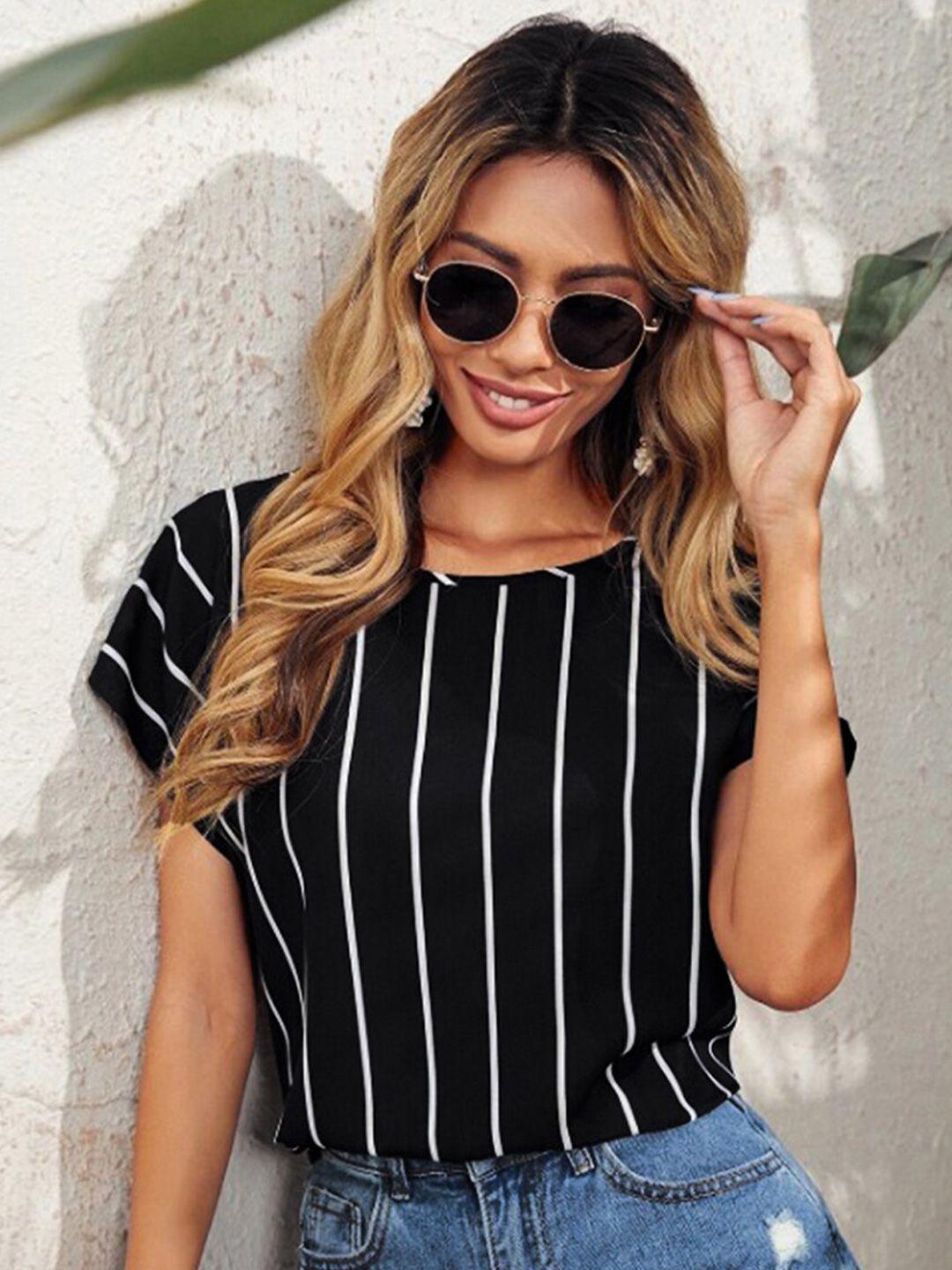 selvia striped extended sleeves crepe top