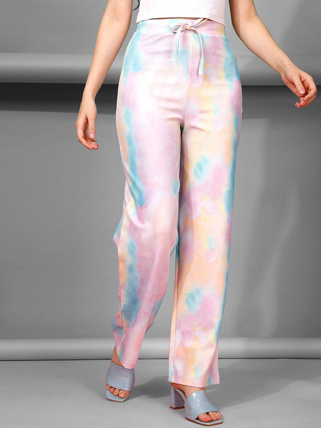 selvia women abstract printed easy wash parallel trousers