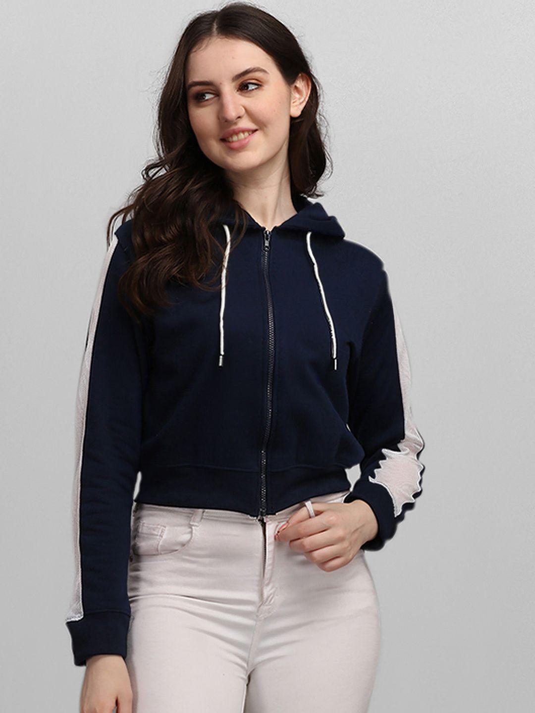 selvia women navy blue hooded sweatshirt