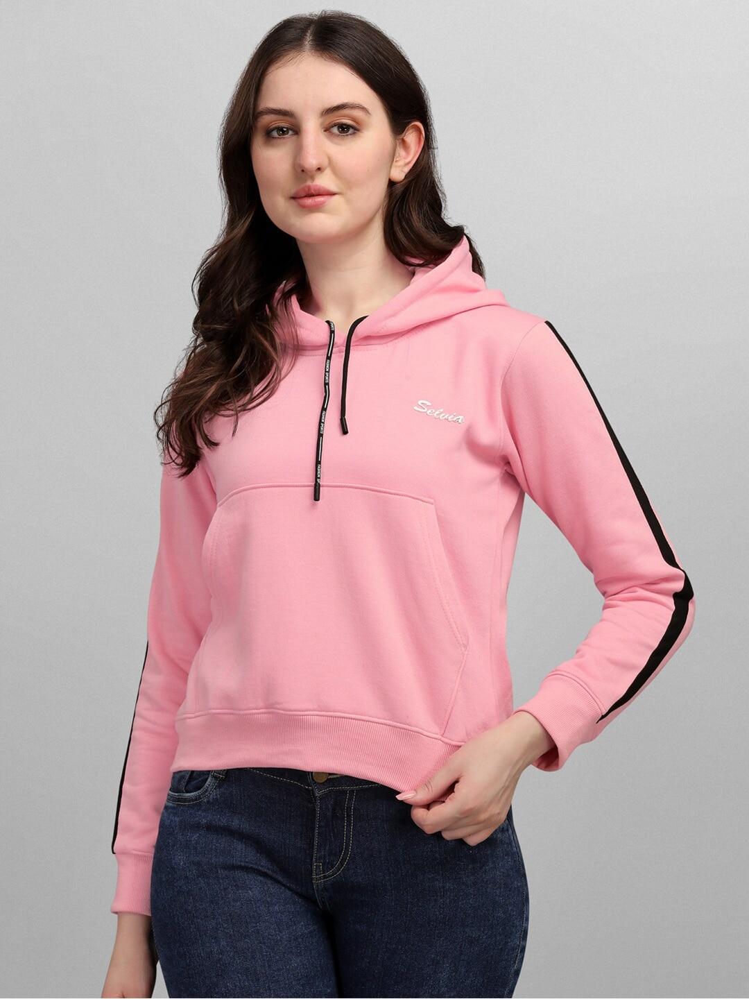 selvia women pink hooded sweatshirt