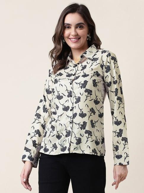 selvia beige floral print shirt