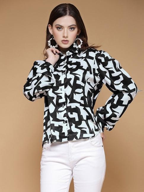 selvia black & white printed shirt