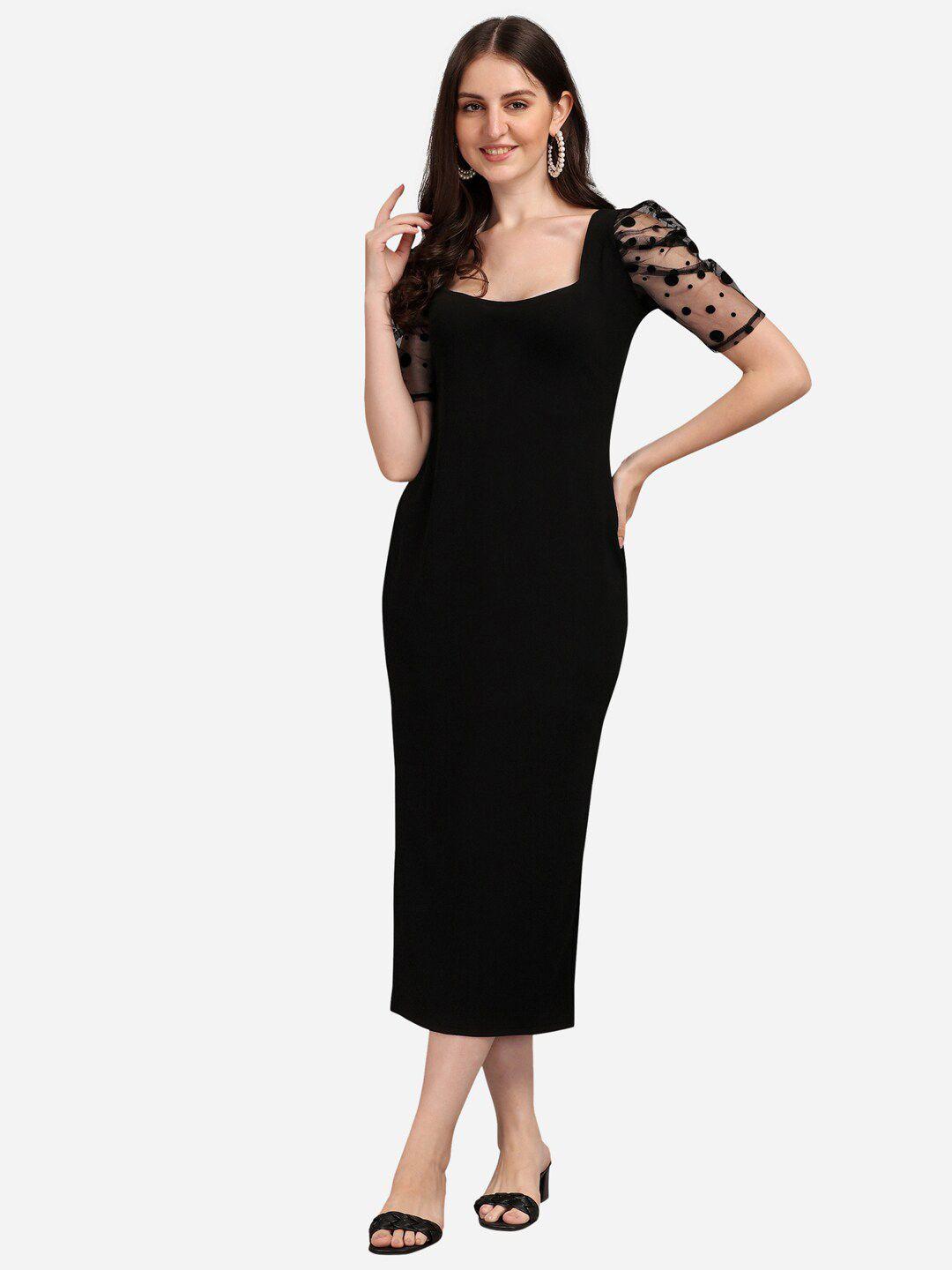 selvia black bodycon midi dress