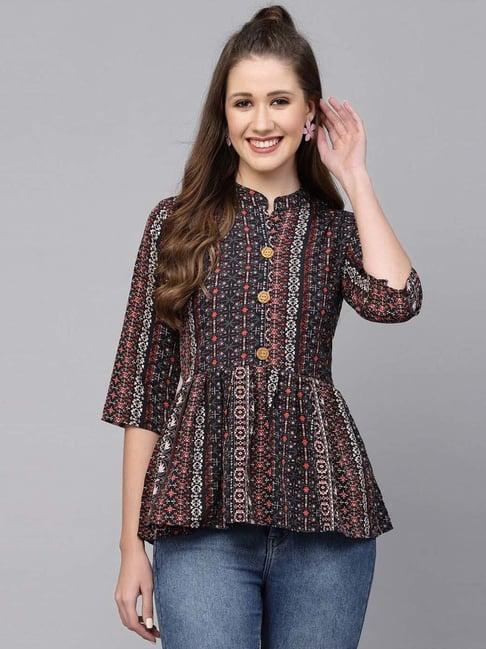 selvia black printed tunic