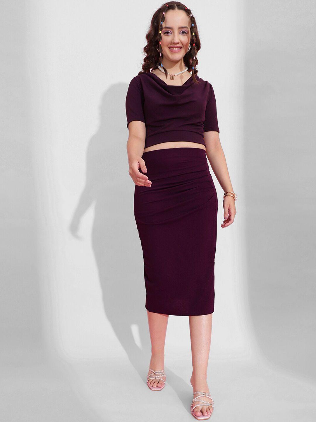 selvia cowl neck top & ruched skirt co-ords