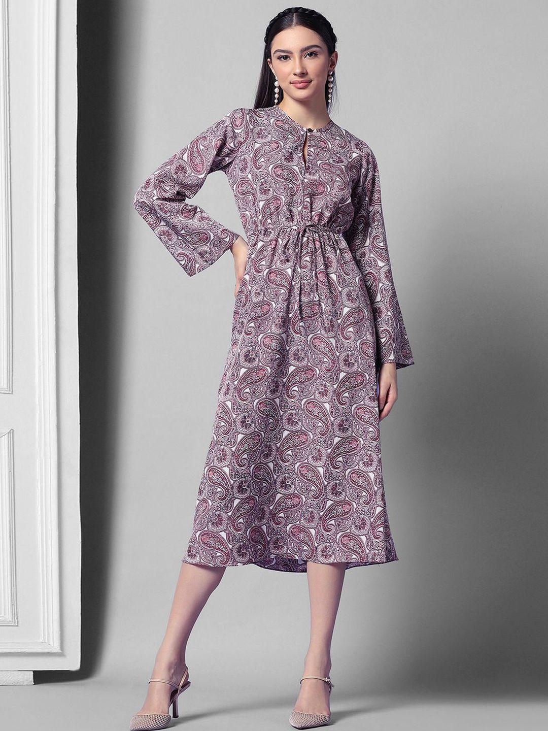 selvia ethnic motifs printed a-line midi dress