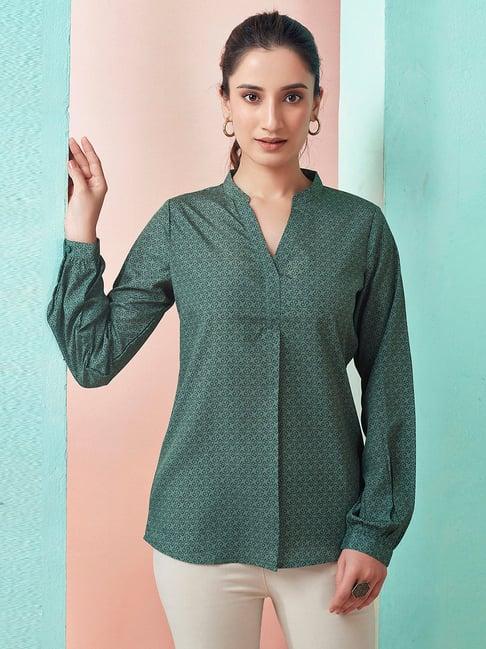 selvia green printed shirt