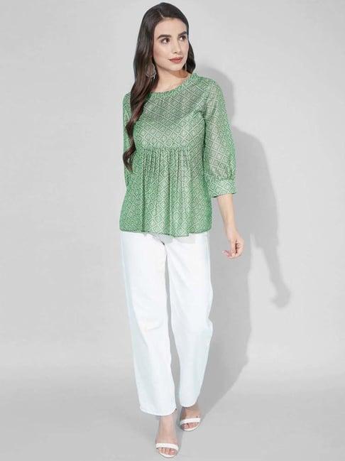 selvia green printed tunic