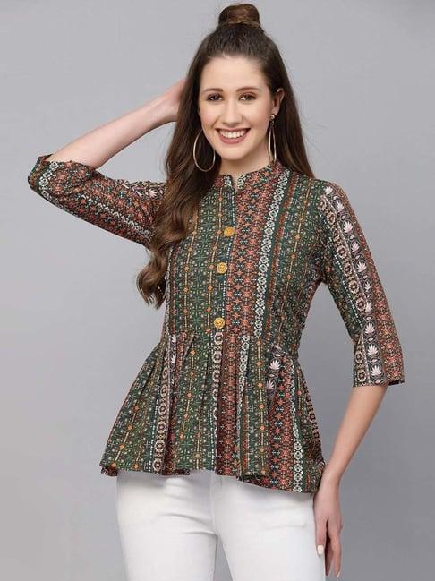 selvia green printed tunic