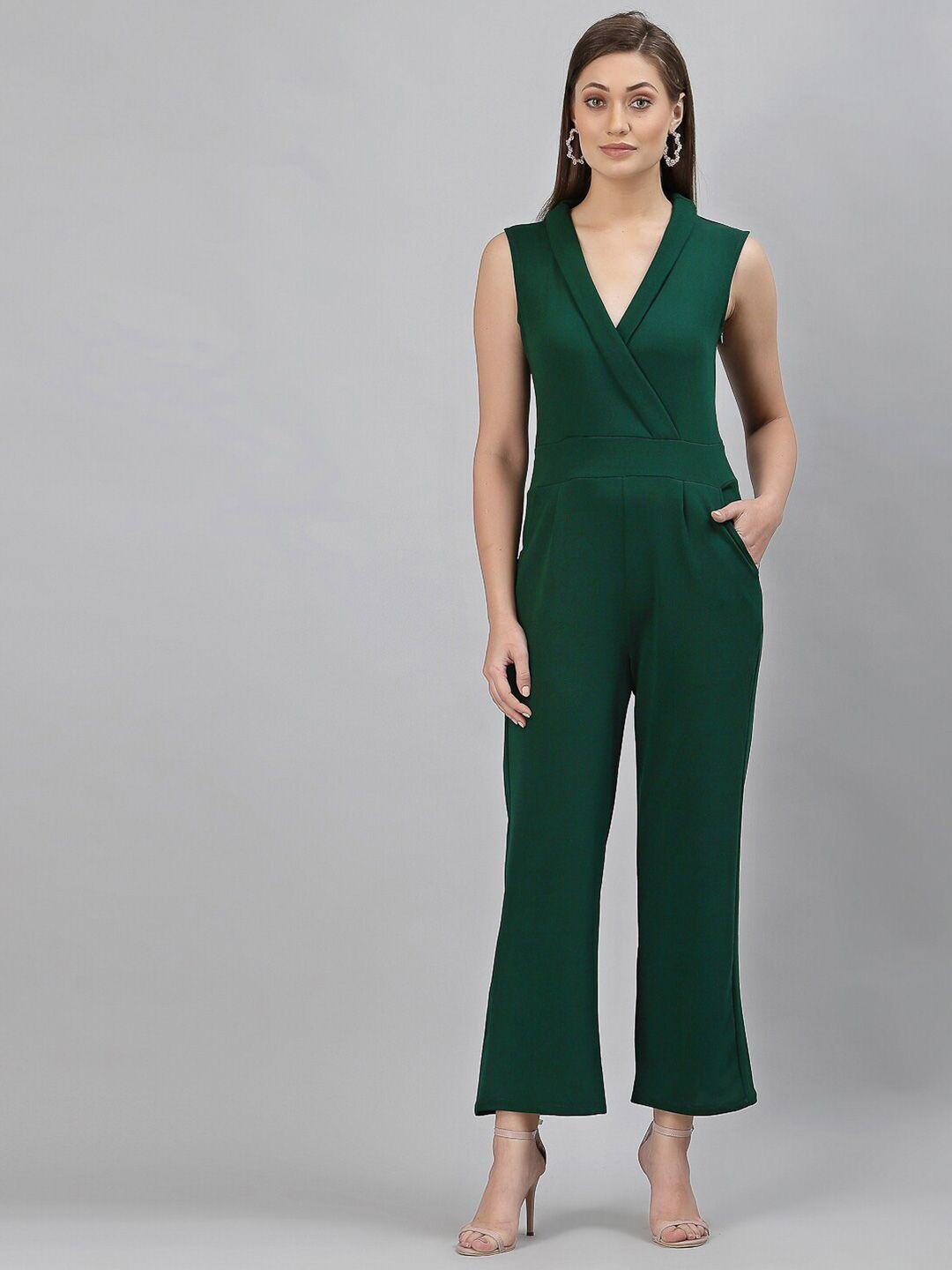 selvia green solid basic jumpsuit